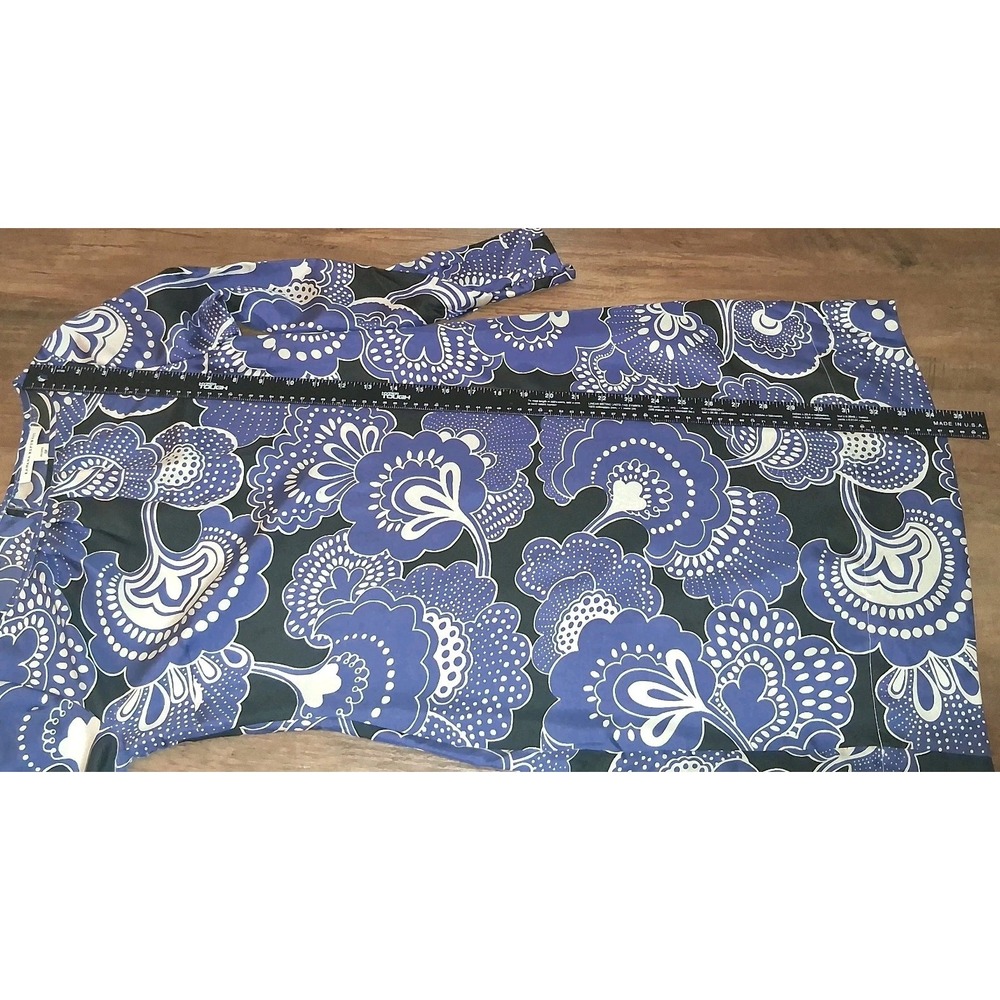 Banana Republic Women 100% Silk Long Sleeve Floral Purple White Black Dress 0P - Picture 12 of 16